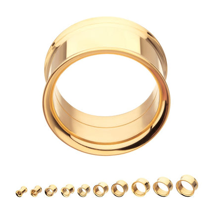 Invictus 24Kt Gold PVD Titanium Internally Threaded Double Flare Basic Tunnel | Sold by piece