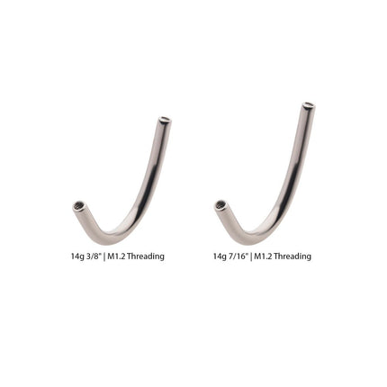 Invictus 14g Titanium Internally Threaded J Curved Barbell