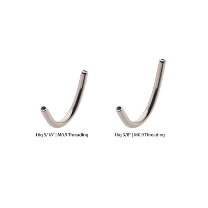 Invictus 16g Titanium Internally Threaded J Curved Barbell