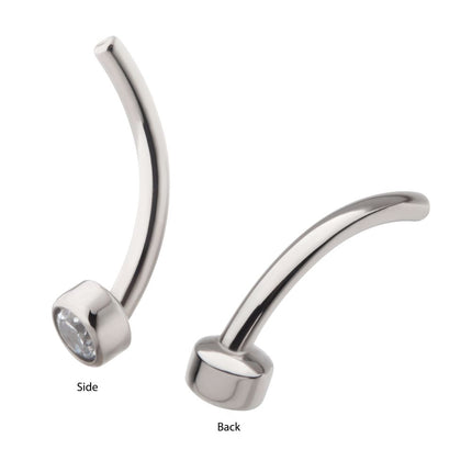 Invictus Titanium Internally Threaded with Bezel Set CZ Fixed Disc Curved Barbell