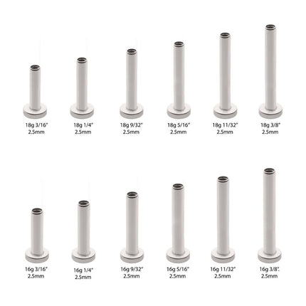 Invictus Titanium Internally Threaded Micro Labret Pin with 2.5mm Base