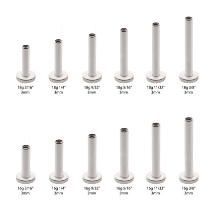 Invictus Titanium Internally Threaded Micro Labret Pin with 3mm Base