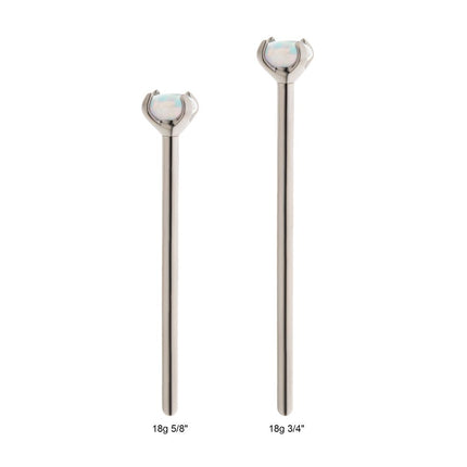 Invictus Titanium Nose Pin with 4-Prong Set Opal Top