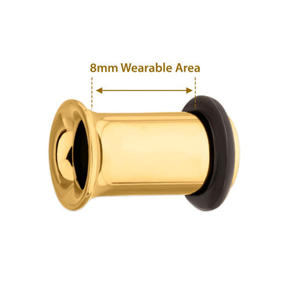 Invictus 24Kt Gold PVD Titanium Single Flare Basic Tunnel | Sold by piece