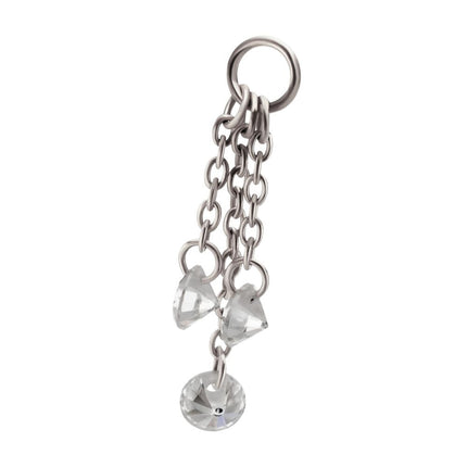 Invictus Platinum PVD Titanium Floating CZ Triple Round Gem Chain Dangle