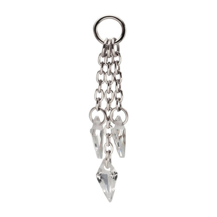 Invictus Platinum PVD Titanium Floating CZ Triple Kite Shape Gem Chain Dangle