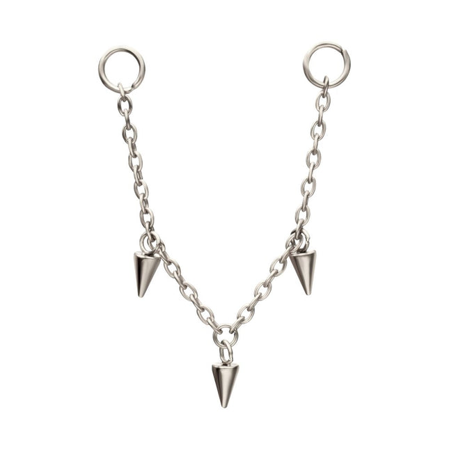 Invictus Platinum PVD Titanium Triple Spike Rolo Chain Dangle