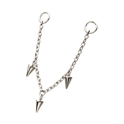 Invictus Platinum PVD Titanium Triple Spike Rolo Chain Dangle