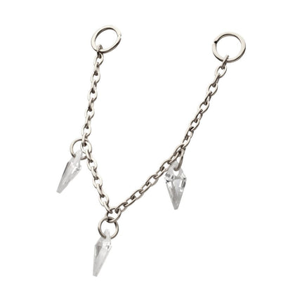 Invictus Platinum PVD Titanium Triple Kite Floating CZ Gem Rolo Chain Dangle