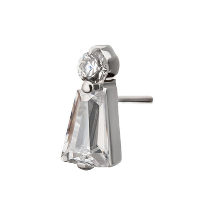 Invictus Platinum PVD Titanium Threadless Prong Set Round & Baguette CZ Gem Top