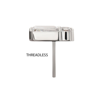 Invictus Platinum PVD Titanium Threadless Prong Set Round & Baguette CZ Gem Top
