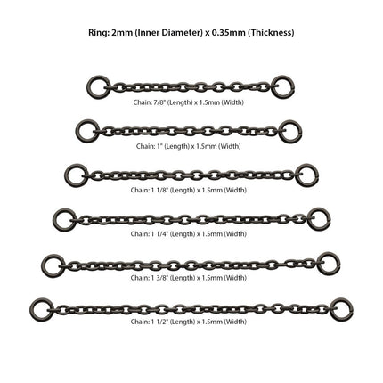 Invictus Black PVD Titanium 1.5mm Rolo Chain with 2 Rings