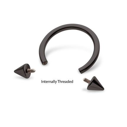 Invictus Black PVD Titanium Internally Threaded Spike Ends Circular Barbell