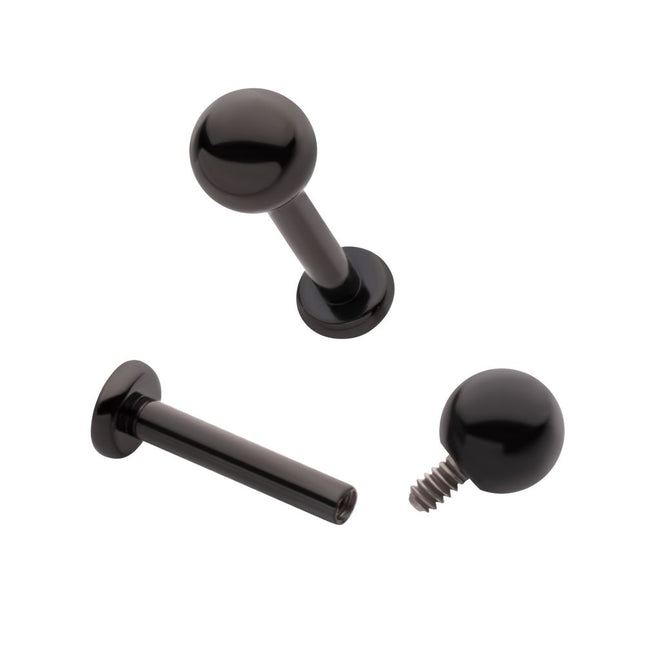 Invictus Black PVD Titanium Internally Threaded Labret with 3mm ball and 2.5mm base