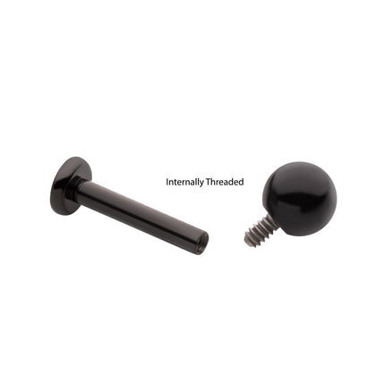 Invictus Black PVD Titanium Internally Threaded Labret with 3mm ball and 2.5mm base