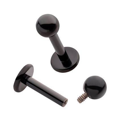 Invictus Black PVD Titanium Internally Threaded Labret with 3mm ball and 4mm base