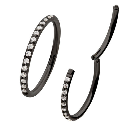 Invictus Black PVD Titanium CNC Set Clear CZ Eternity Side Facing Hinged Segment Clicker