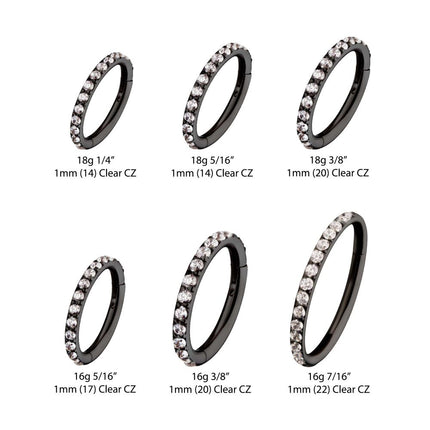 Invictus Black PVD Titanium CNC Set Clear CZ Eternity Side Facing Hinged Segment Clicker