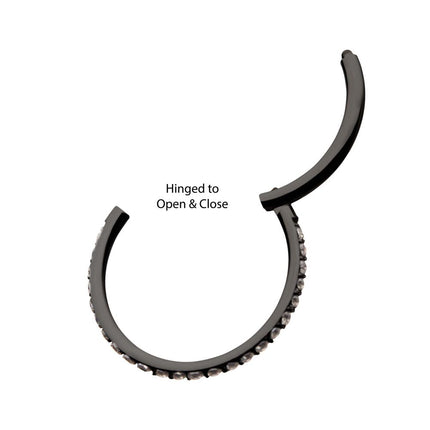 Invictus Black PVD Titanium CNC Set Clear CZ Eternity Side Facing Hinged Segment Clicker