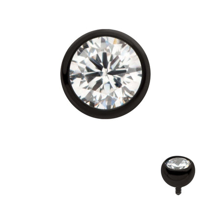 Invictus Black PVD Titanium Internally Threaded Bezel Set CZ Front Facing Top