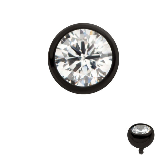 Invictus Black PVD Titanium Internally Threaded Bezel Set CZ Front Facing Top