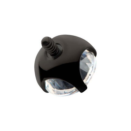 Invictus Black PVD Titanium Internally Threaded 4-Prong CZ Front Facing Top