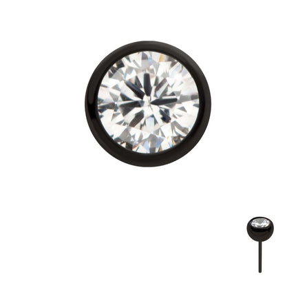 Invictus Black PVD Titanium Threadless Bezel Set CZ Front Facing Top