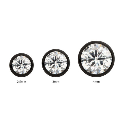 Invictus Black PVD Titanium Threadless Bezel Set CZ Front Facing Top