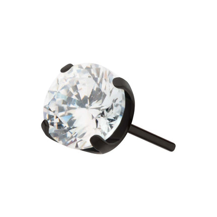 Invictus Black PVD Titanium Threadless 4-Prong CZ Front Facing Top