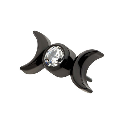 Invictus Black PVD Titanium Threadless Bezel Set CZ Triple Moon Phase Top