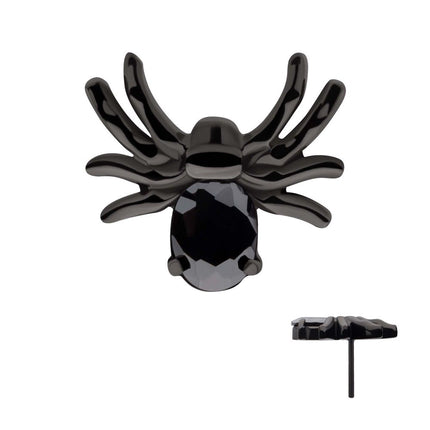 Invictus Black PVD Titanium Threadless Prong Set Oval Gem Spider Top