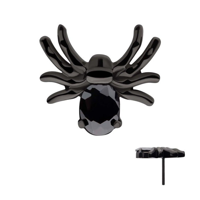 Invictus Black PVD Titanium Threadless Prong Set Oval Gem Spider Top