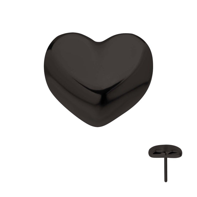 Invictus Black PVD Titanium Threadless Puffed Heart Top