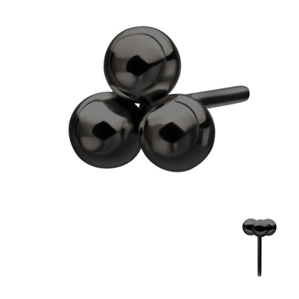 Invictus Black PVD Titanium Threadless Trinity Ball Top