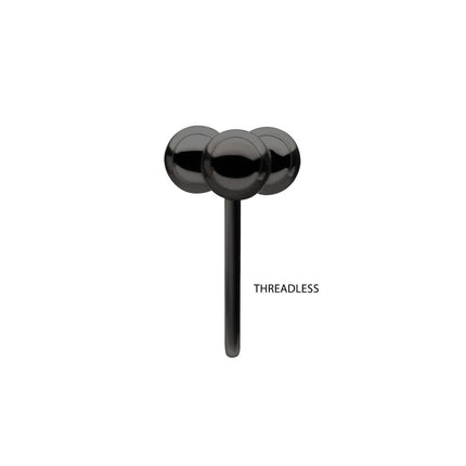 Invictus Black PVD Titanium Threadless Trinity Ball Top