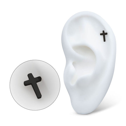 Invictus Black PVD Titanium Threadless Cross Top