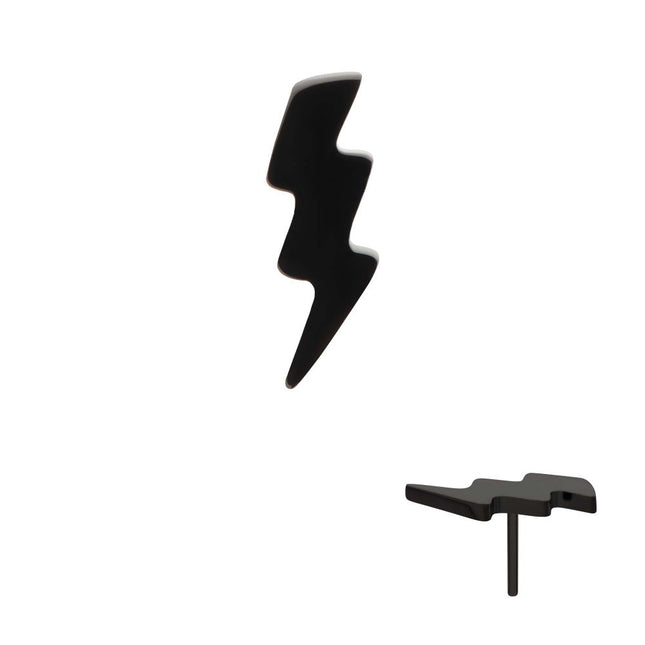 Invictus Black PVD Titanium Threadless Lightning Bolt Top