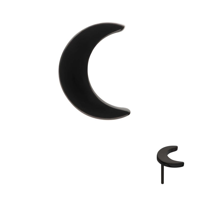 Invictus Black PVD Titanium Threadless Crescent Moon Top with 1.6mm Crest