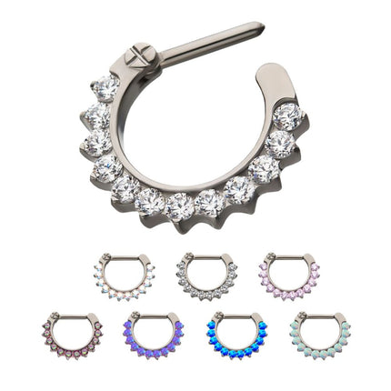 Invictus Titanium 12-Cluster CZ/Opal Septum Clickers