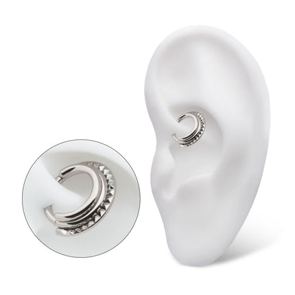Invictus Titanium Terraced Triple Stack with Pyramid Stud Front Facing Hinged Segment Clicker