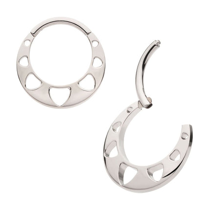 Invictus Titanium Cut Out Pyramid Shape Front Facing Hinged Segment Clicker