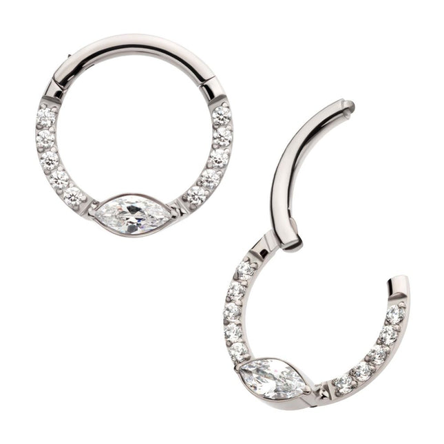Invictus Titanium Eye CZ Front Facing Hinged Segment Clicker with CNC Set Round CZ