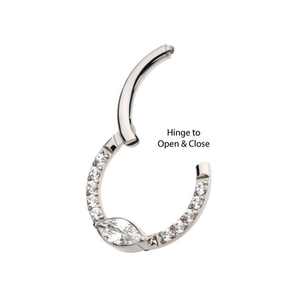Invictus Titanium Eye CZ Front Facing Hinged Segment Clicker with CNC Set Round CZ