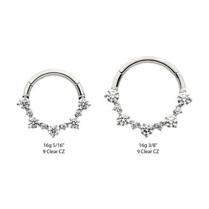 Invictus Titanium Clustered Prong Set 1mm and 2mm Round CZ Front Facing Hinged Segment Clicker