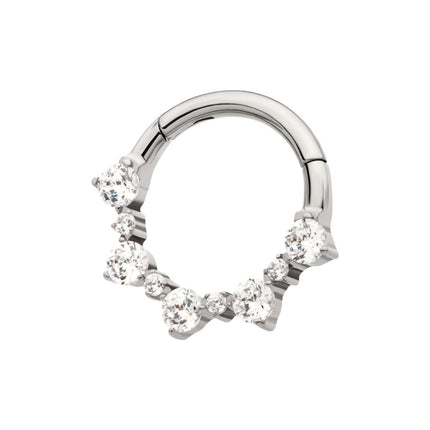Invictus Titanium Clustered Prong Set 1mm and 2mm Round CZ Front Facing Hinged Segment Clicker