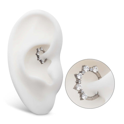 Invictus Titanium Clustered Prong Set 1mm and 2mm Round CZ Front Facing Hinged Segment Clicker
