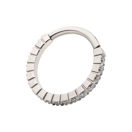 Invictus Titanium with Prong Set Full Clear CZ Side Facing Hinged Segment Clicker