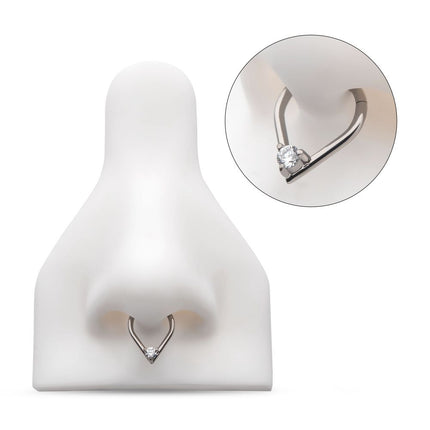 Invictus Titanium with Prong Set Round CZ/Opal Front Facing Hinged Segment Clicker