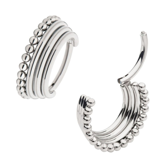 Invictus Titanium Quadruple Stacked Side Facing Hinged Segment Clicker with Clustered Beads
