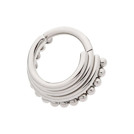 Invictus Titanium Quadruple Stacked Side Facing Hinged Segment Clicker with Clustered Beads